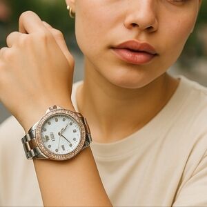 Juicy Couture Two toned watch with rhinestones